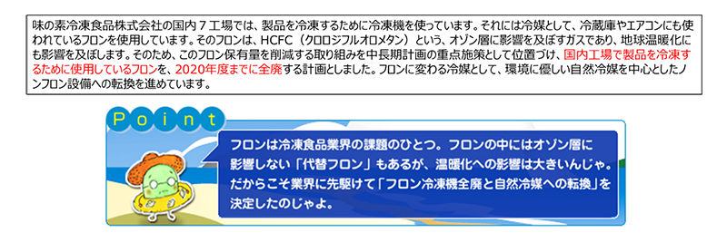 当時の味の素冷凍食品ホームページ（抜粋）
