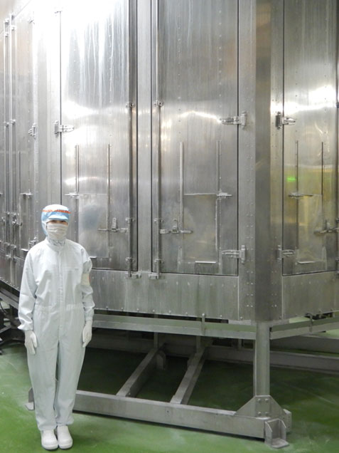 「ギョーザ」蒸し工程後の予冷機