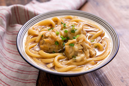 ポリ袋で洗い物が少ない シュウマイで肉うどん