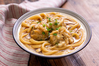 ポリ袋で洗い物が少ない シュウマイで肉うどん