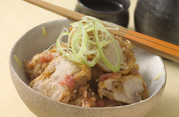 鶏とねぎの梅肉あえ