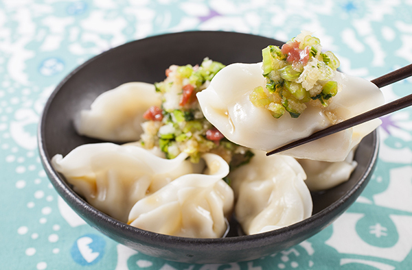 水餃子のさっぱり野沢菜うめダレ