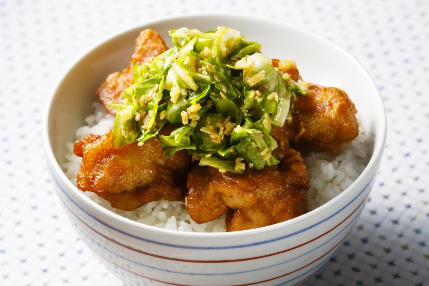 から揚げ丼　キャベツとしょうがのシャキシャキだれ