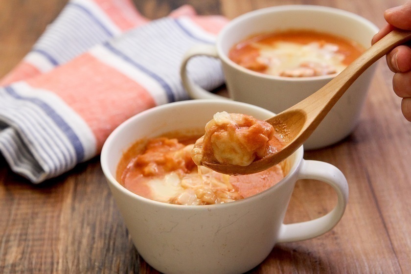 レンジで簡単！エビシューマイでトマトクリームスープ
